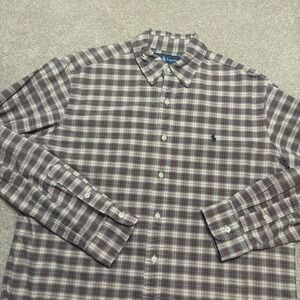 Vtg Ralph Lauren Shirt Mens Large Multicolor Plaid Button Down Long Sleeve 90s